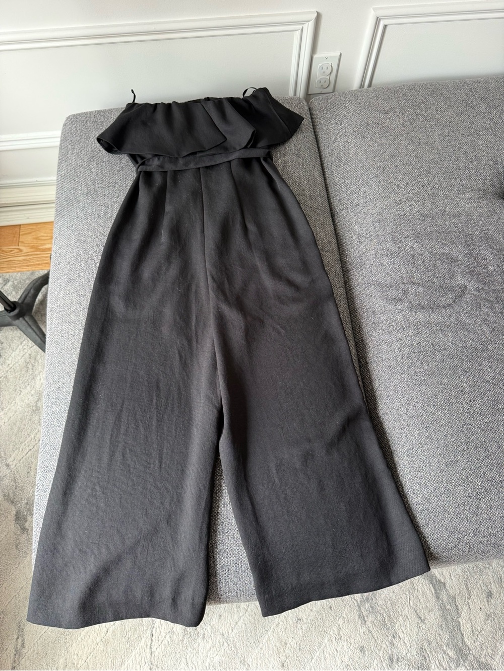 Aritzia Babaton Strapless Black Wide Leg Jumpsuit with Waist Tie - Picture 2 of 4